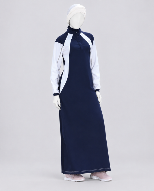 Midnight Blue Contrast Panel Jilbab