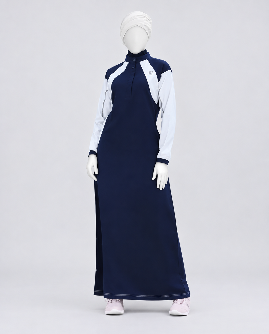 Midnight Blue Contrast Panel Jilbab