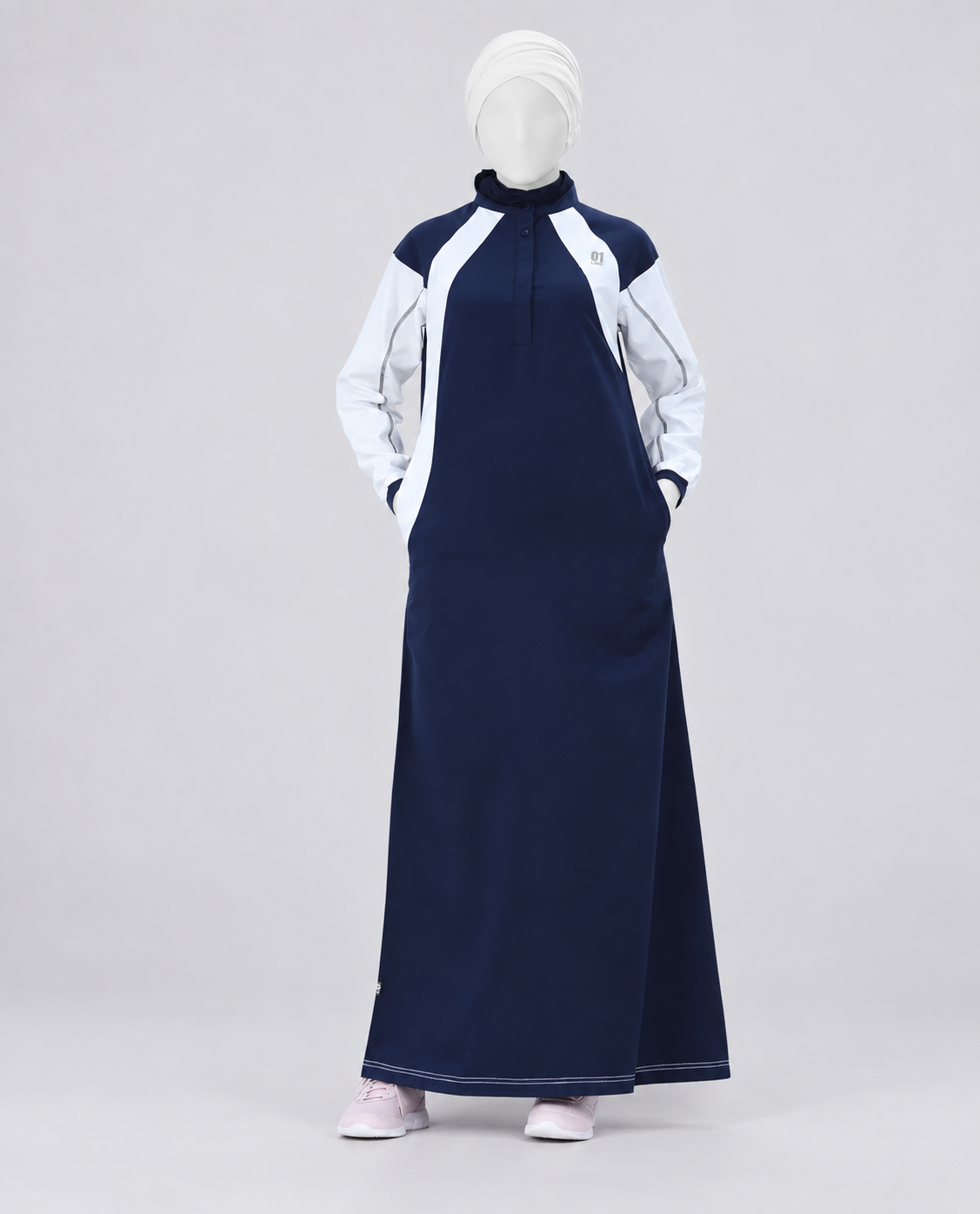 Midnight Blue Contrast Panel Jilbab