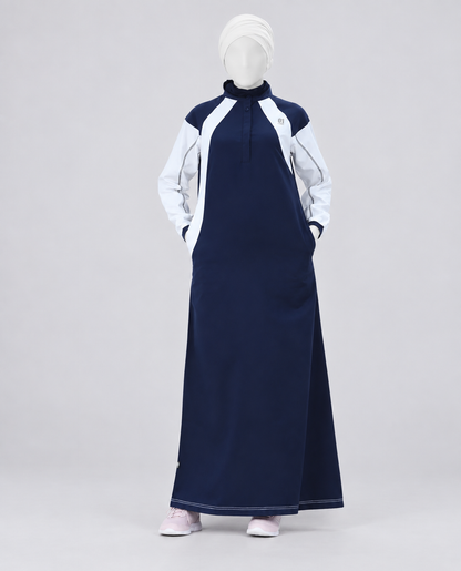 Midnight Blue Contrast Panel Jilbab
