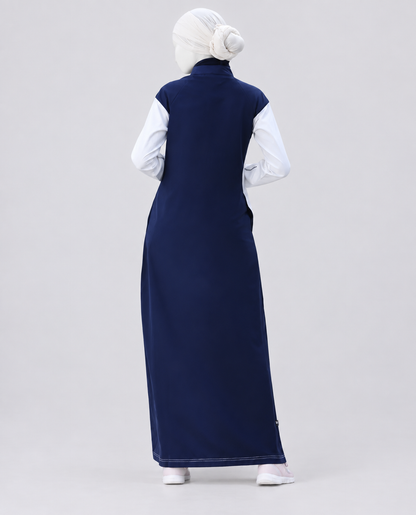 Midnight Blue Contrast Panel Jilbab