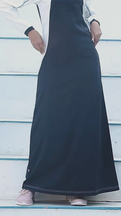 Midnight Blue Contrast Panel Jilbab